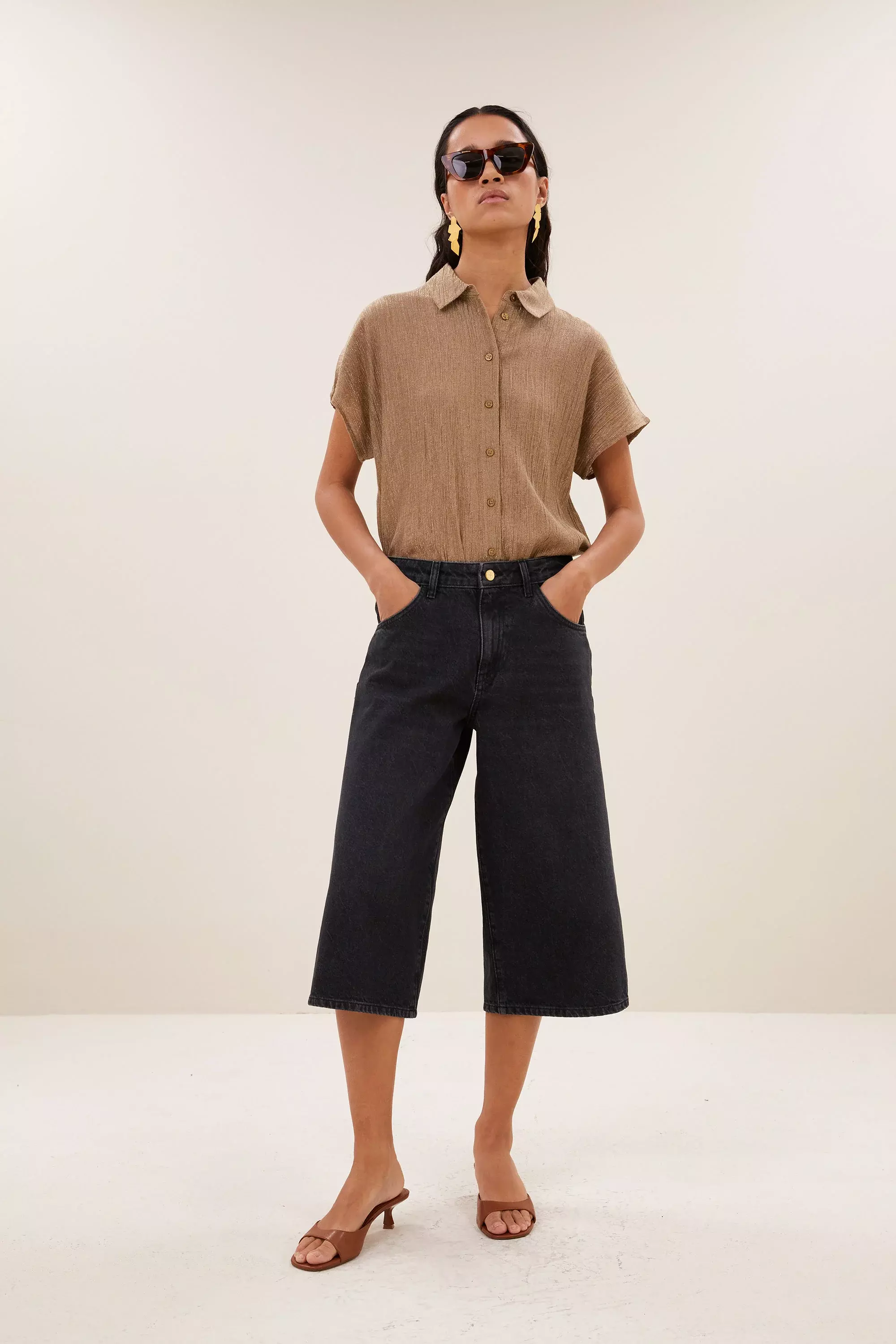 By-Bar Gold Barley Lurex Bluse Damen gold